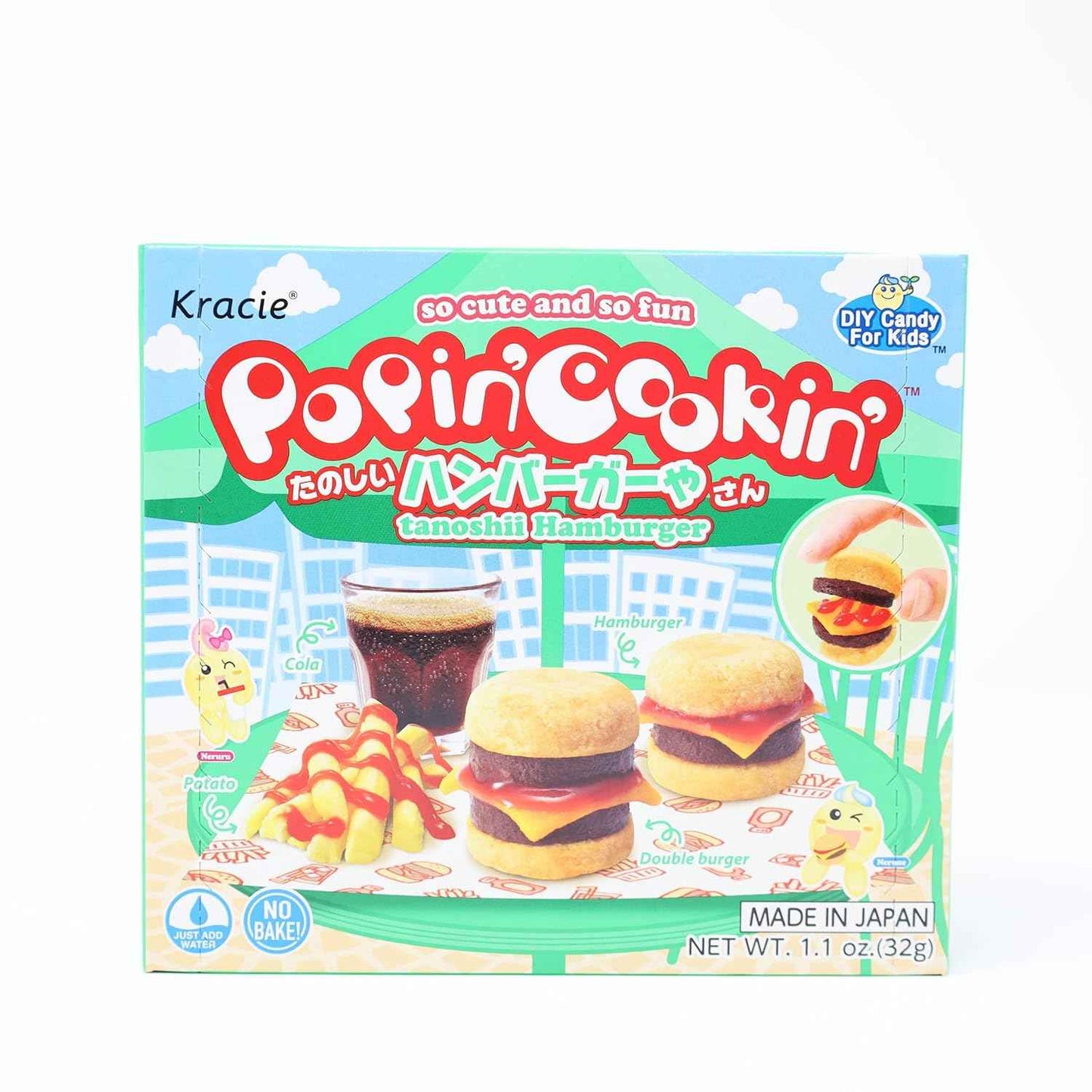 Kracie Popin' Cookin' DIY Candy Hamburger Kit – Kawaii Stocking Stuffer and Small Novelty Gift Imported from Japan