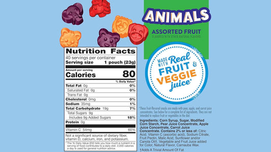 animal-shaped chewy fruit snacks with halloween themed packaging