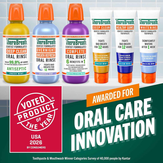 TheraBreath Complete Mouthwash, 6-in-1 Oral Care, Alcohol-Free, Revitalizing Mint, 2 Pack
