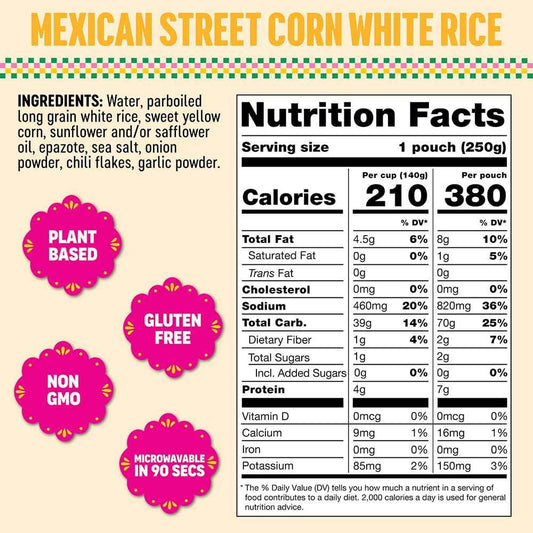 SOMOS Mexican Street Corn White Rice, 8.8 OZ – Mindful Mexican-Inspired Side for Balanced Weeknight Meals