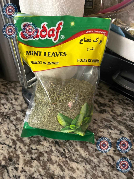 Sadaf Dried Mint Leaves Cut and Sifted – Fragrant Herbal Tea for Meditation Space and Yoga Room, 2 Oz