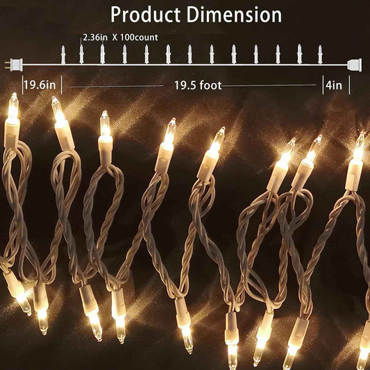 Minimalist Mini String Lights 32ft White Wire for Clean Neutral Home Aesthetic and Intentional Living Room Decor, Clear Incandescent