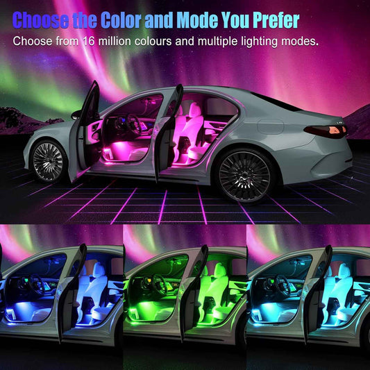 Honalia Car LED Lights Interior – Calming RGB Ambient Lighting, Wind-Down Mood Light for Nighttime Commute and Self-Care Drives