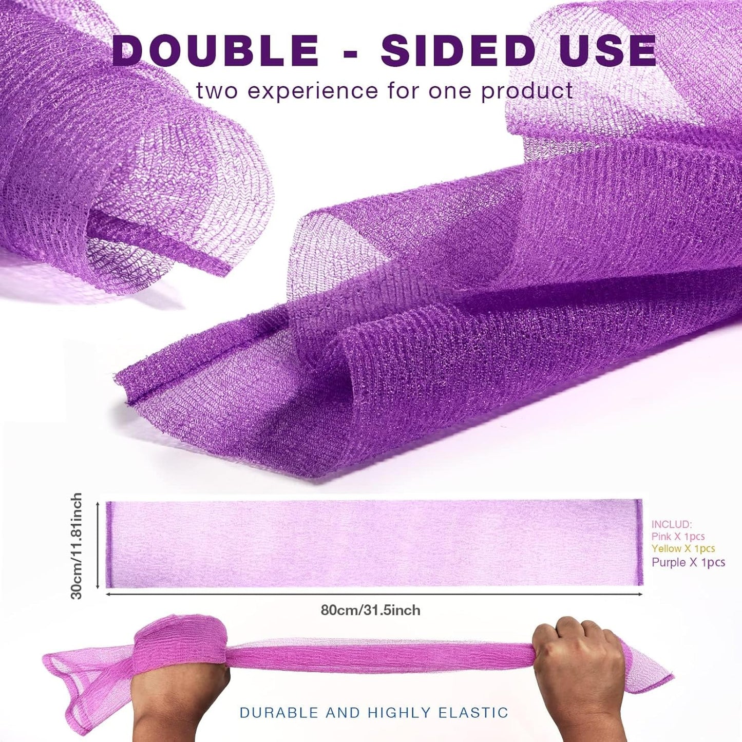 3_Pieces_Exfoliating_Washcloth_Shower_Towel_African_Net_Sponge_Japanese_Wash_Cloth_Face_Exfoliating_Sponge_Loofah_Exfoliating_Body_Scrubber_for_Body_Exfoliation