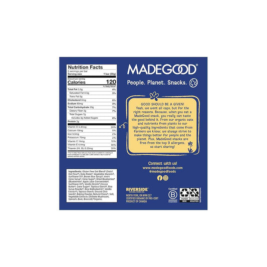 MadeGood Morning Blueberry Bars – Allergy-Safe Lunchbox Snack for School, Top 8 Allergen Free