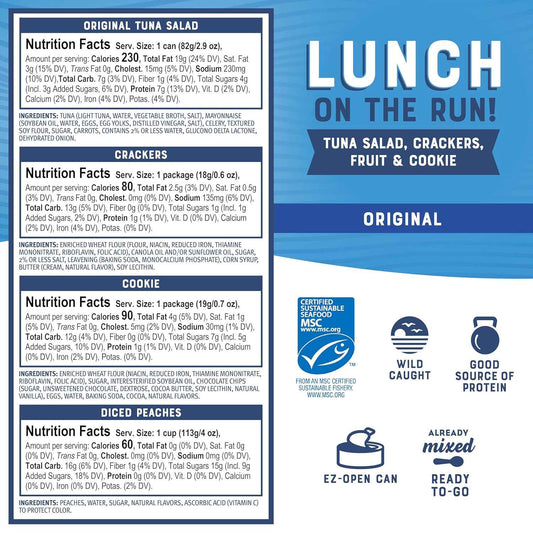 Bumble Bee Shelf Stable Tuna Salad Kit for Busy Workday, Grab and Go Lunch On The Run with 8g Protein, Peaches, and Spork