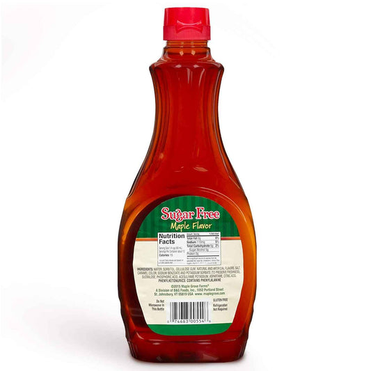Maple Grove Farms Sugar Free Syrup, Family-Smart Pancake Topping for the Breakfast Table, 24 Ounce Pack of 2