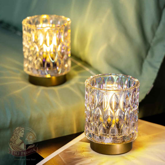 AuroraGlow Waterproof Crystal Lamp – Portable Cordless Light for Patio and Outdoor Dining, Battery Operated