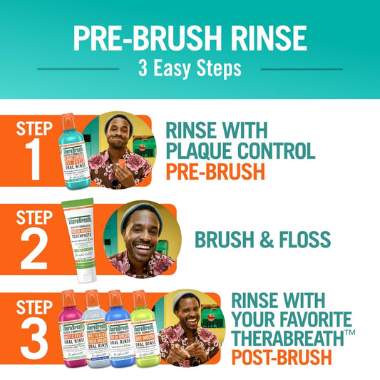 TheraBreath_Plaque_Control_Mouthwash,_Cool_Mint,_Pre-Brush_Rinse,_16_Fl_Oz_Oral_Antibacterial_Gentle_Pack_Sensitive_Vegan