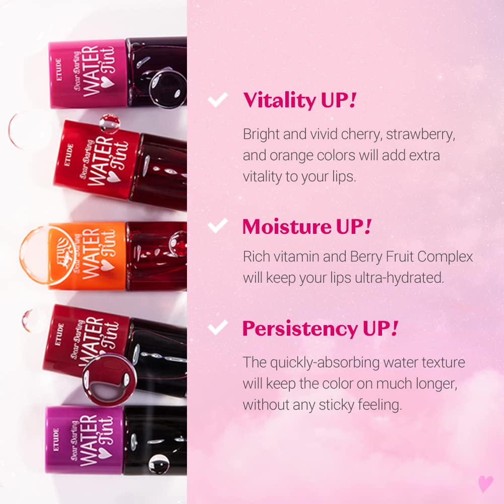 ETUDE_Dear_Darling_Water_Tint_Cherry_Ade_(21AD)_|_Vivid_Color_Lip_Stain_with_Moisturizing_Weightless_&_Non-sticky_Finish_Lip_Stain_|_Smudge-proof_&_Lightweight_Lip_Tint_|_K-beauty_Gloss_Lipgloss_Lipstick_Makeup_Glossy_Cosmetic_Lip_Care_Moisturizer