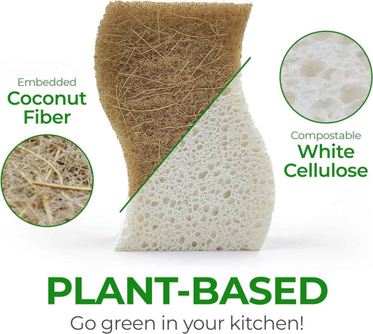 AIRNEX Travel Dish Sponge for Outdoor Dining, Biodegradable Cellulose Scrubber