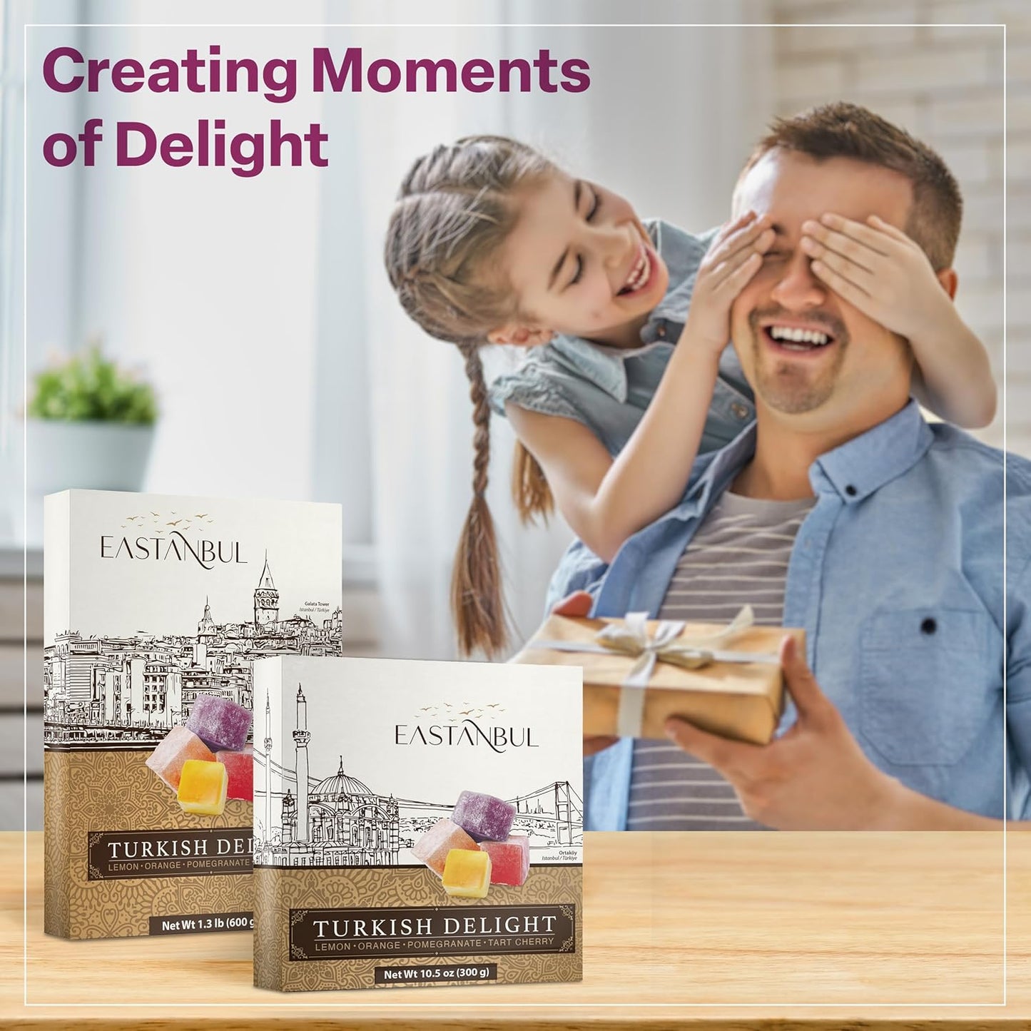 Eastanbul Lokum 4-Flavor Variety Pack, Low-Calorie Soft Chewy Candy for Healthy Office Snack Drawer