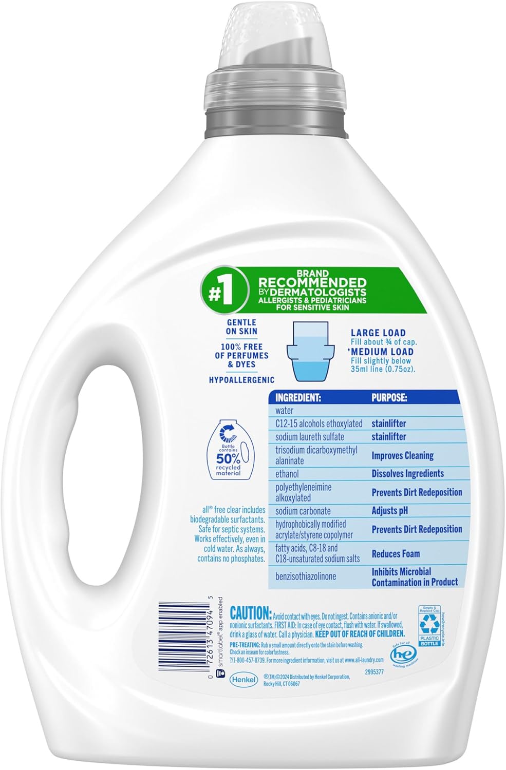 effective cleaning in cold water with no irritating residue left on fabric