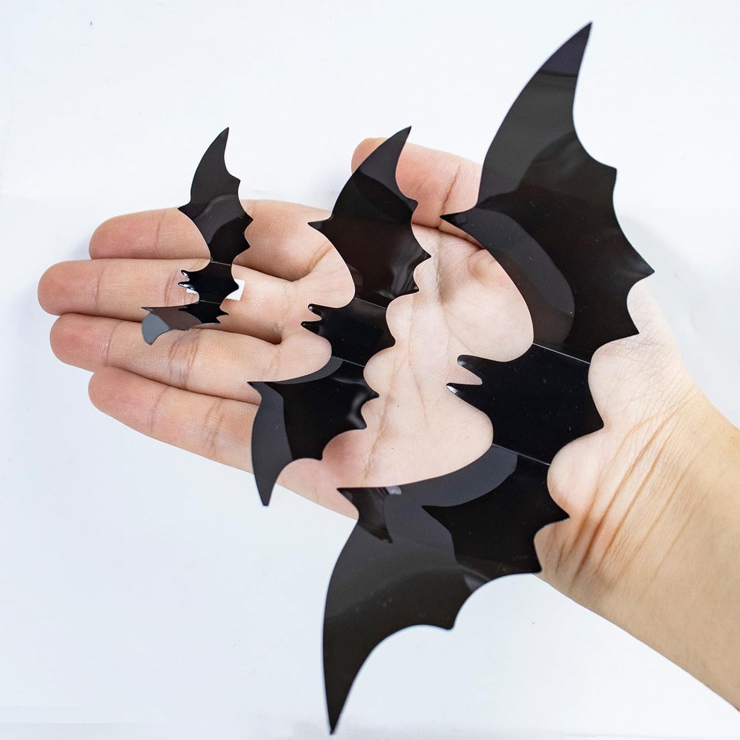Elegantly Halloween Big Size Bat Wall Decor – No Flame, No Mess Family Craft Activity for Nursery and Classroom Halloween Party, Removable Adhesive Bats