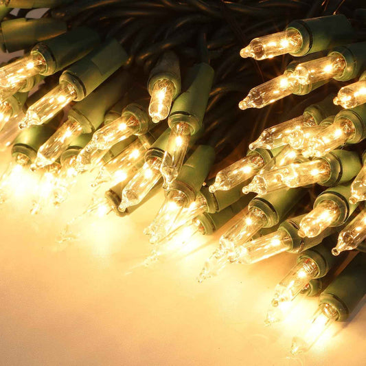 Vintage-Style Mini Fairy Lights on Green Wire for Indoor Holiday Decor, Bedroom, Mantel, and Greenery Wraps, Warm White