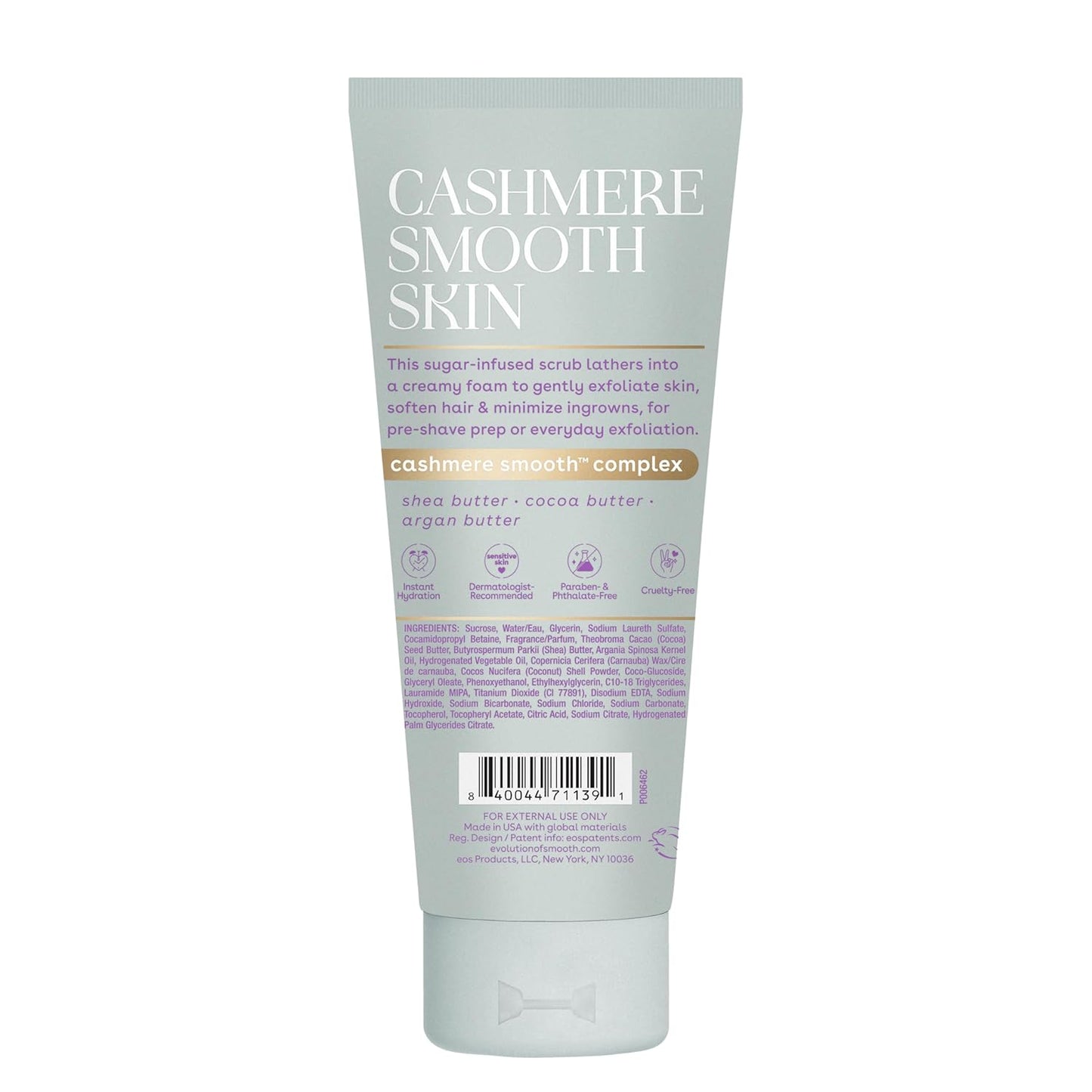 eos Cashmere Vanilla Cashmere Pre-Shave Scrub – Whipped Vanilla and Caramel Sugar Exfoliator for a Relaxing Fragrance Shower Ritual