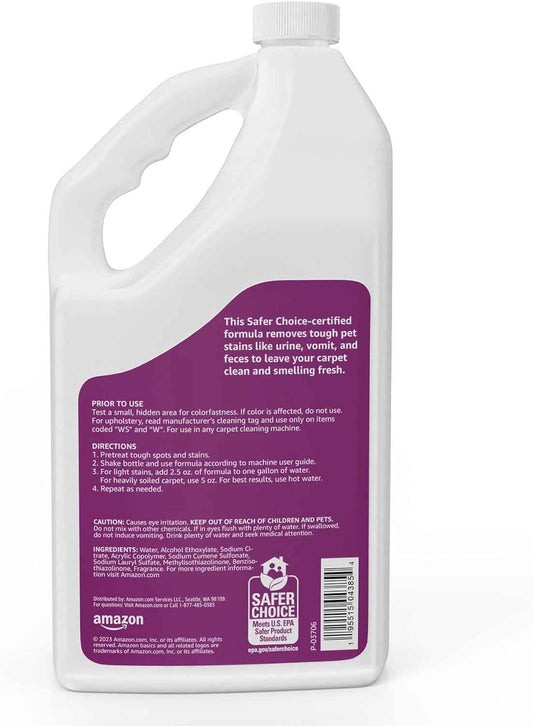 Amazon Basics Pet Stain & Odor Carpet Solution for Family Room & Bedroom, Non-Toxic Deep Cleaning Shampoo 64 fl oz