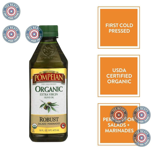 Pompeian USDA Organic Robust Extra Virgin Olive Oil – Thoughtful Housewarming Gift for New Homeowners, First Cold Pressed 16 Fl Oz