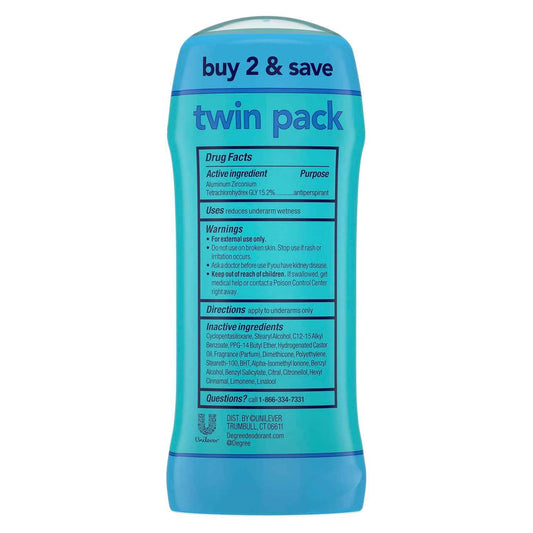Degree Shower Clean Antiperspirant Stick for Women – Nightly Self-Care Ritual with 48-Hour Rose and Jasmine Freshness, Twin Pack 2.6 oz
