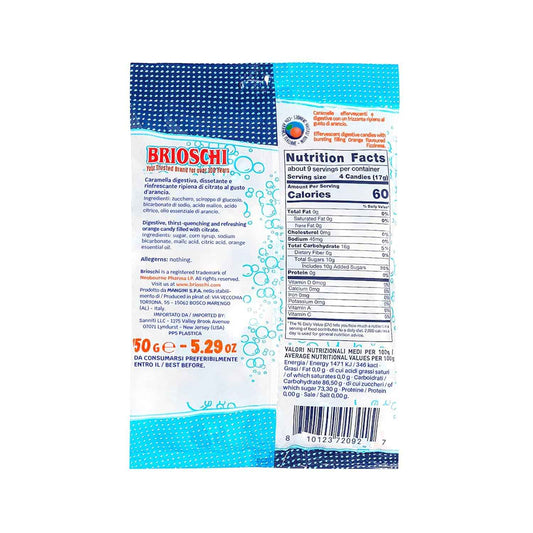 Brioschi Effervescent Orange Candy – Authentic Italy Imported Holiday Stocking Stuffer and Christmas Gift