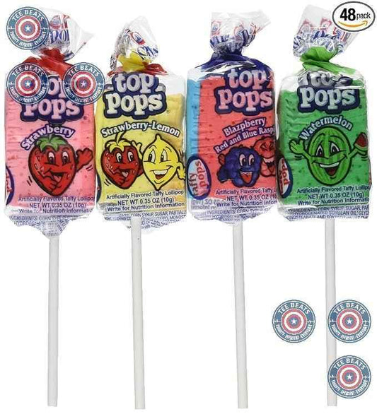 Top Pops Taffy Pops, 48 Pack – Holiday Treat Pack for Easter Basket Candy Filler