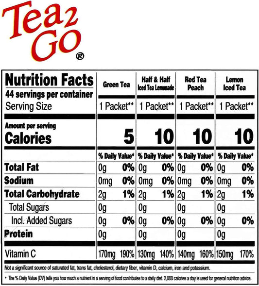 4C Powder Drink Mix Packets Iced Tea Variety - Kid Friendly Sugar Free Flavoring for Lunchboxes and After School Hydration