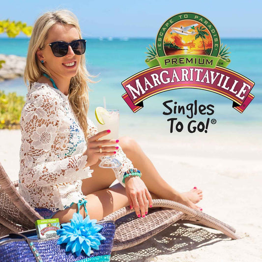 Margaritaville Singles to Go Water Drink Mix – Office Desk Hydration for Midday Focus, Tropical Single-Serve Powder Sticks