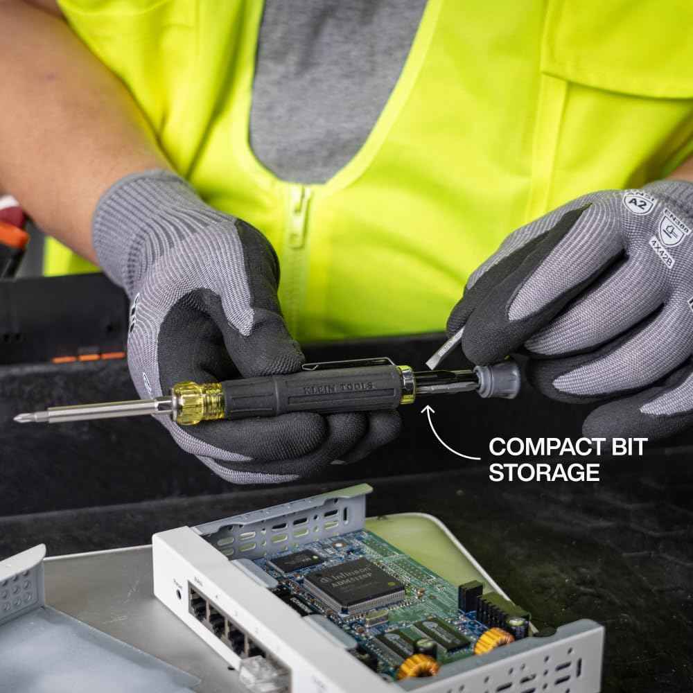 Klein Tools 32600P Mini Precision Screwdriver for IT Repair Technicians, 13-in-1 Magnetic Driver for Datacenter and Bench Work