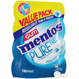 Mentos Pure Fresh Sugar-Free Chewing Gum with Xylitol, Fresh Mint, 120 Piece Bulk Resealable Bag for Desk-Side Focus and Freshness