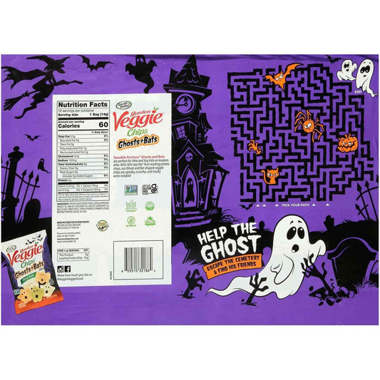 Sensible Portions Garden Veggie Ghosts & Bats Sea Salt Chips 0.5 oz Bag, 12 ct – Halloween Care Package Gift for Families with Kids
