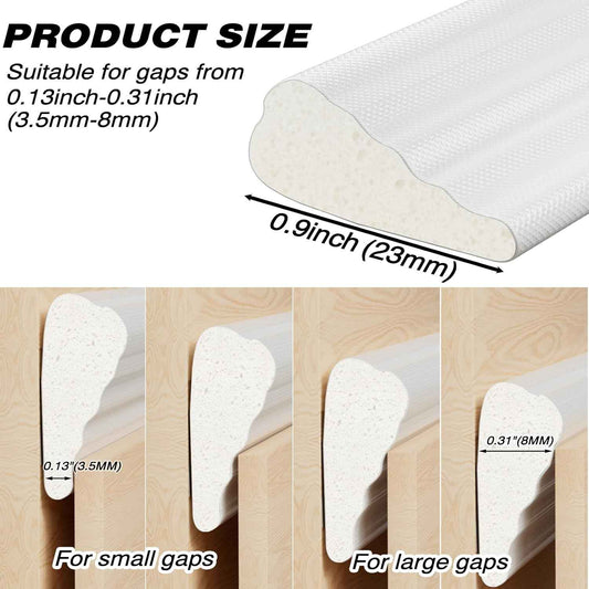 Furinno Wedge Weather Stripping – Child-Safe Cabinet Anti-Collision Cushion for Drawer Fronts, White Foam Strip
