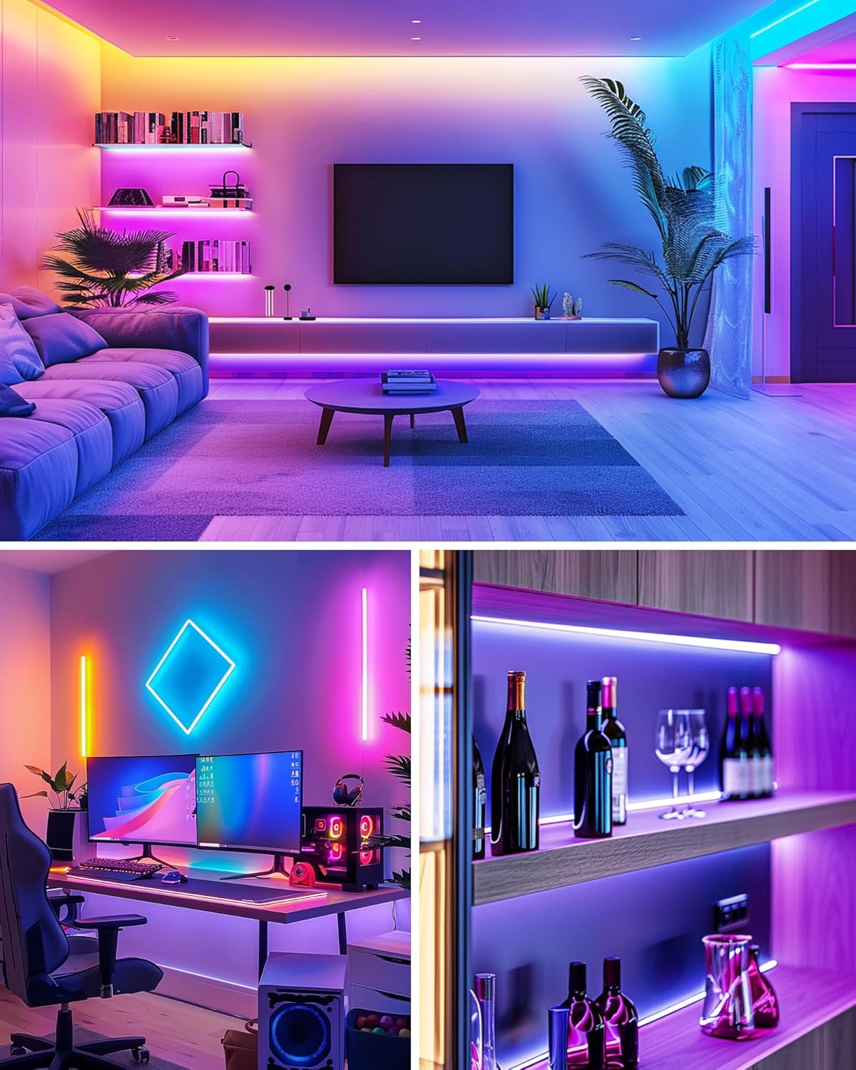 HitLights LED Strip Lights RGB Accent Kit Birthday Gift for Her, Housewarming Present, and Valentine's Day Surprise with RF Remote