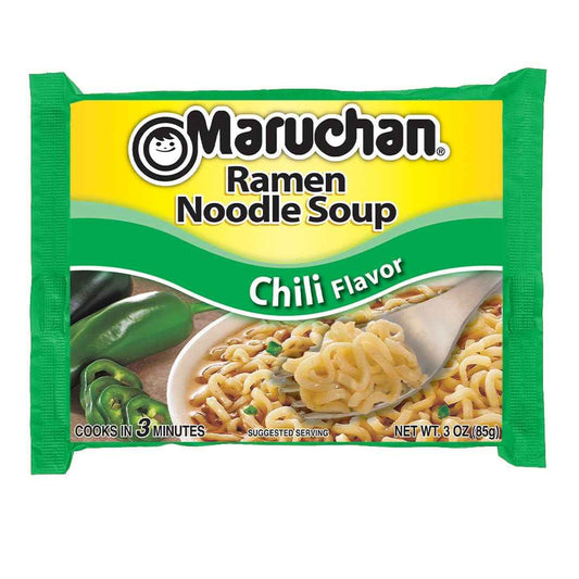Maruchan Ramen Chili – Quick 3-Minute Lunch for Home Office, Instant Noodles Single-Serve Packs 24 Count