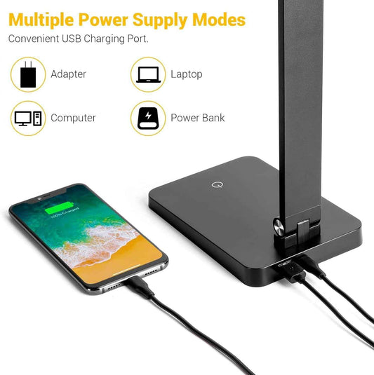 BrandName Minimalist Desk Lamp – Clean-Lined LED Task Light, 3-Level Touch Dimmer in Neutral Finishes