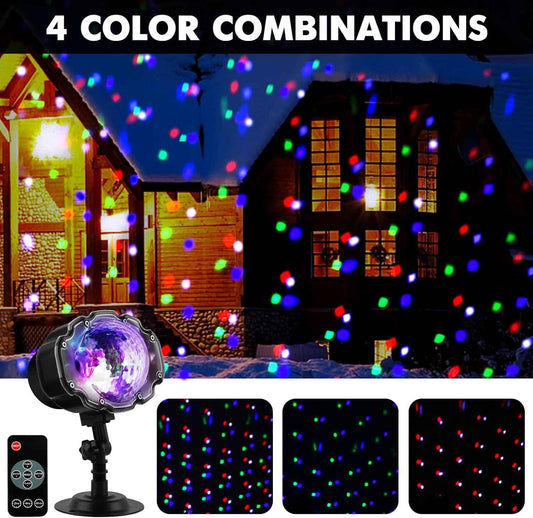 Waterproof Snowflake Light Projector – Camping & Outdoor Dining Decor with 10 Color Modes