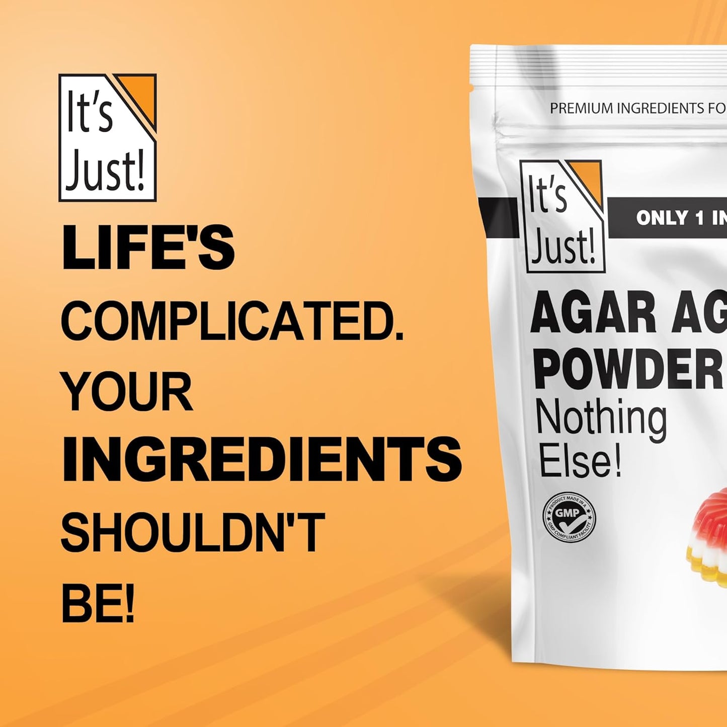 It's Just - Agar Agar Powder 6oz Vegan Gelatin Substitute for Clean Eating and Wellness Focused Home Bakers