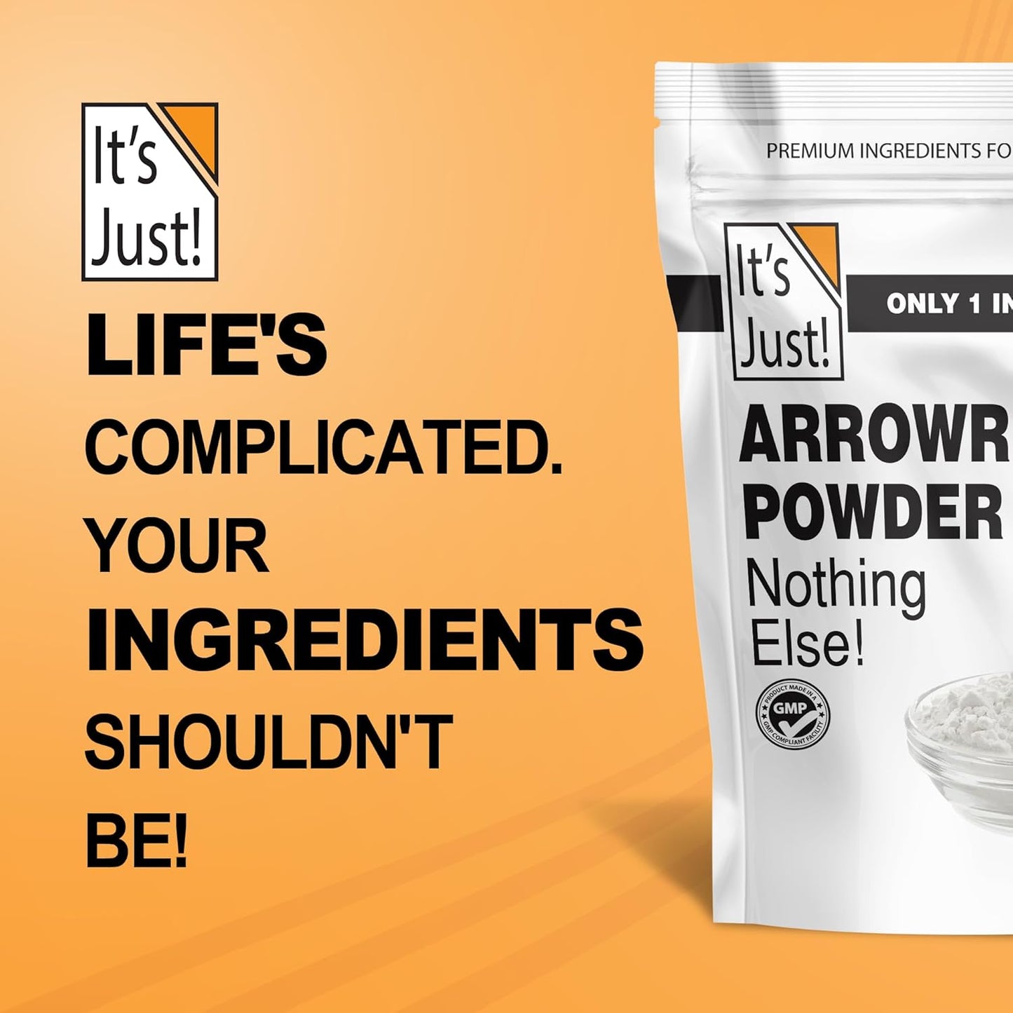 It's Just - Arrowroot Powder for At-Home Spa Rituals, Scent-Free Body Powder and Bath Soak Companion