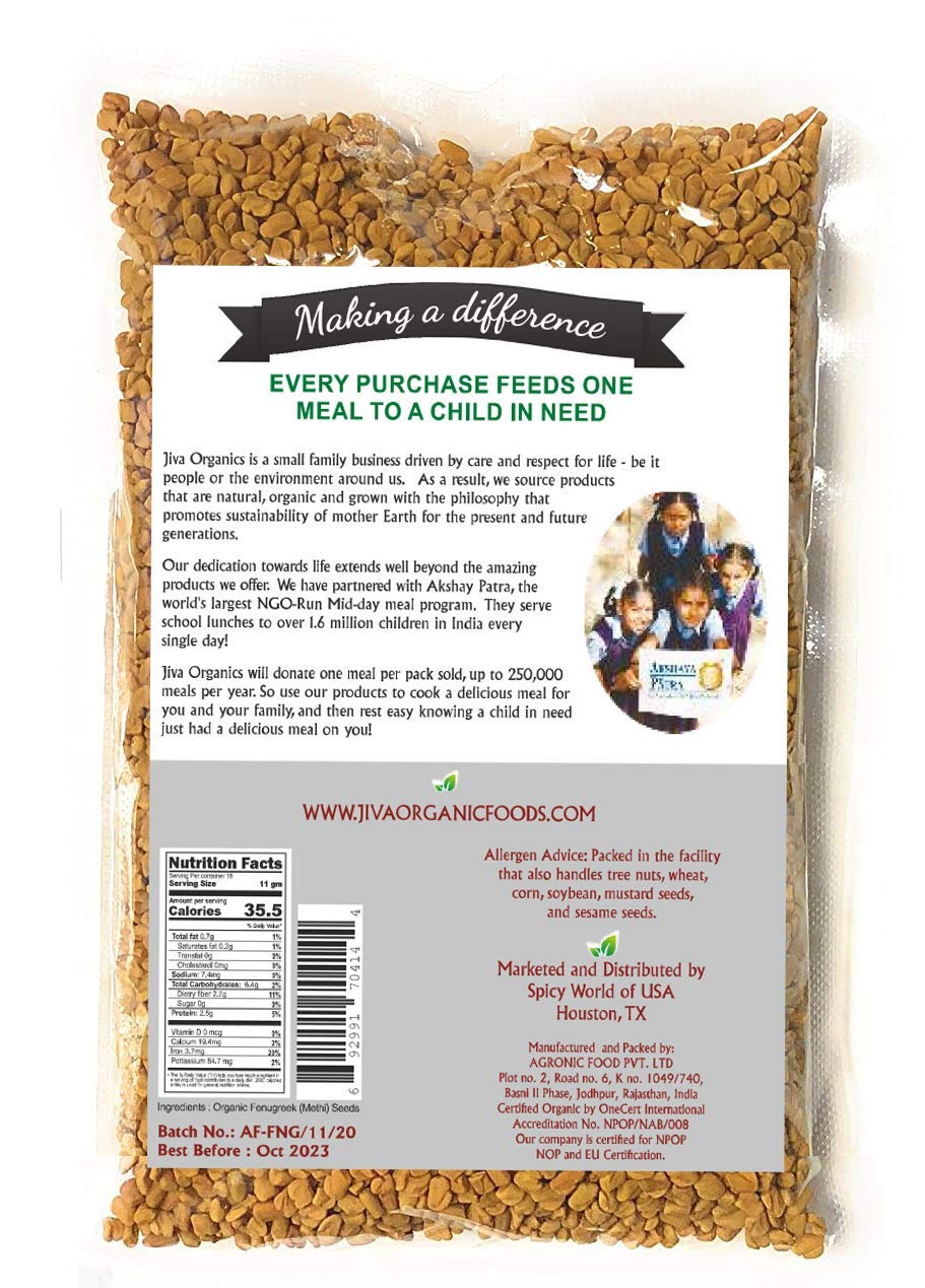 Jiva Organic Fenugreek Seeds 7 Ounce – Raw Methi Dana for Lactation Support, Digestion Soaks & Mindful Morning Routines
