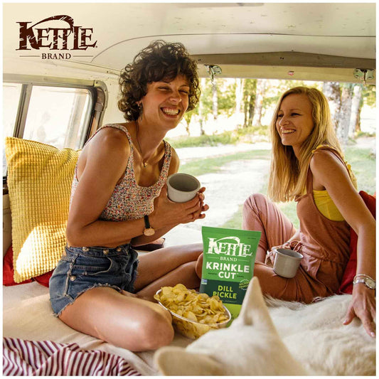 Kettle Brand Krinkle Cut Dill Pickle Chips – Hearty 7.5 oz Snack for Camping, Backyard BBQs, and Tailgate Lots