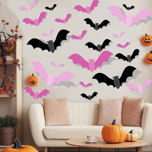 Kids Halloween Bat Stickers – 72 Piece 3D PVC Wall Decals for Nursery, Playroom, and Classroom Party Decoration