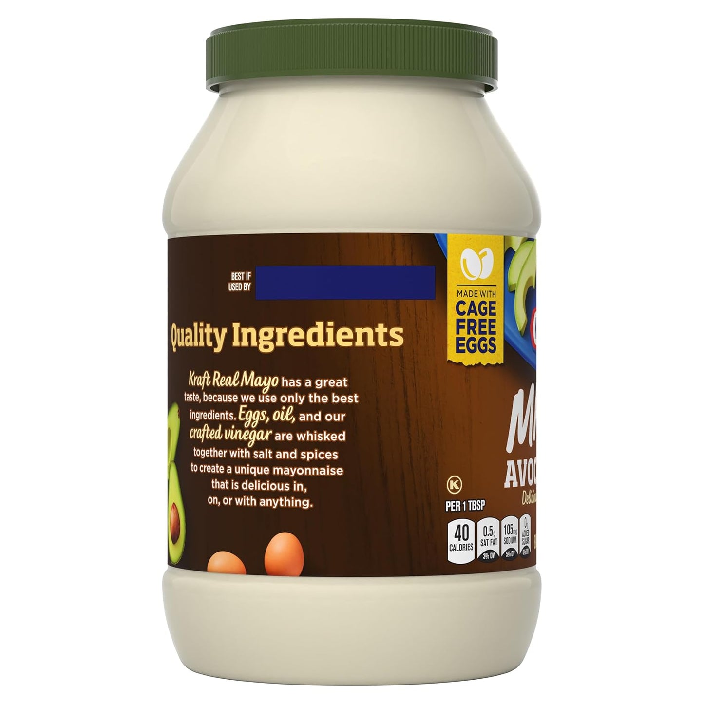 Kraft Avocado Oil Reduced Fat Mayo – Single-Jar Pantry Staple for Streamlined Home Cooking, Creamy Sandwich Spread