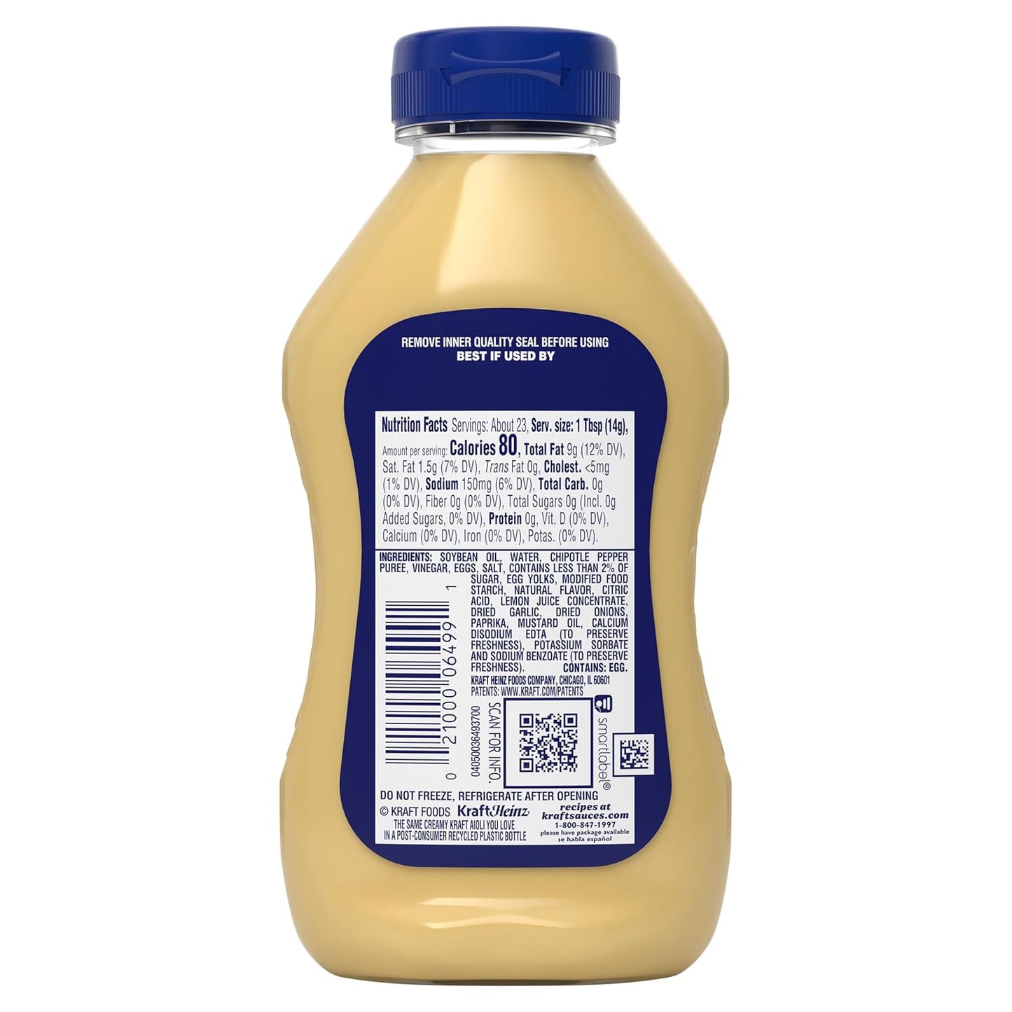 Kraft Chipotle Aioli 12 fl oz Squeeze Bottle — Backyard BBQ Dipping Sauce for Burgers, Grilled Chicken, and Picnic Platters