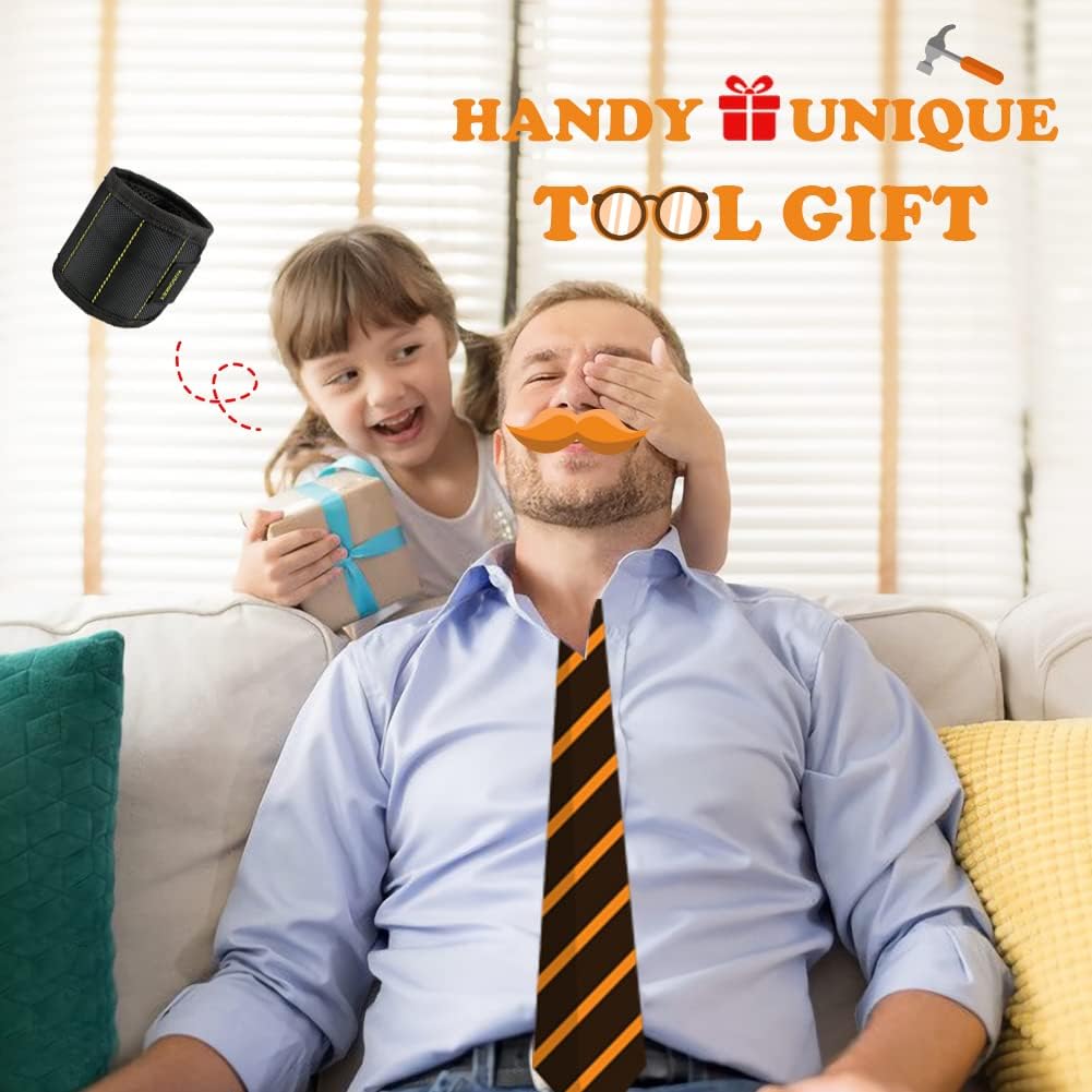 KUSONKEY Magnetic Wristband Tool – Prevent Dropped Fasteners on Overhead Electrical Jobs, Secure Wrist Magnet Holder for Ceiling Work