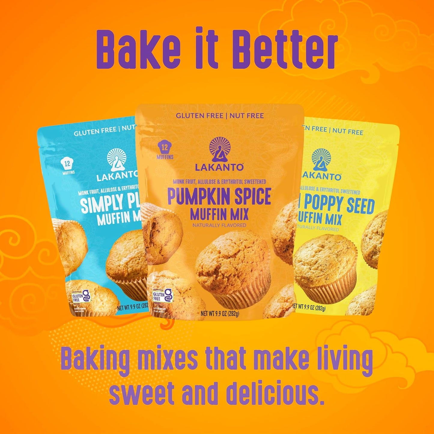 Lakanto Pumpkin Spice Muffin Mix - Monk Fruit Sweetened Baking for Blood Sugar Friendly Breakfasts