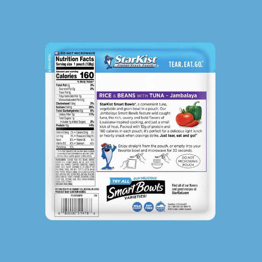 StarKist Smart Bowls Tuna Rice and Beans Jambalaya 4.5 oz Pouch – Shelf Stable Camping and Road Trip Meal With Zero Refrigeration