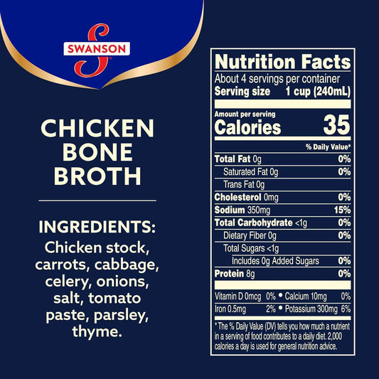 Swanson Gluten-Free Chicken Bone Broth – 32 oz Family-Friendly Cooking Base for Kid Meals