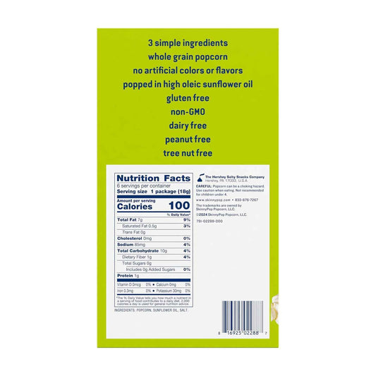 SkinnyPop Popcorn – Clean Ingredient Office Snack for Mindful Eating at the Desk, 6 Bags