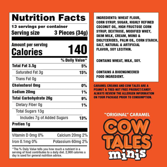 Goetze's Cow Tales Minis Vanilla Caramels – Thoughtful Care Package Candy for Military Service Members, 1 Pound