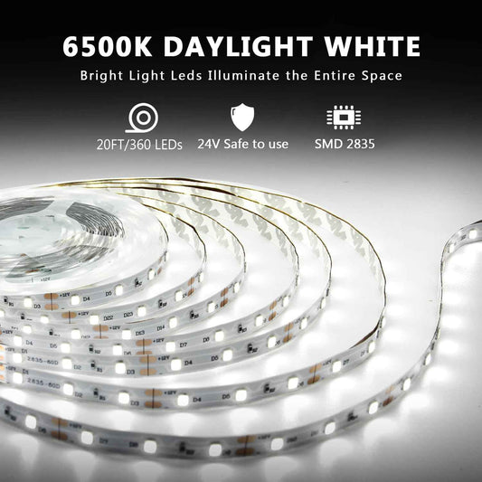 dalattin LED Tape Light – Tool-Free Peel and Stick Strip for Uncluttered Living Spaces, 24V