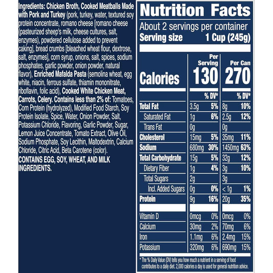 Progresso Protein Mediterranean-Style Meatball and Chicken Soup, Zero-Prep Desk Lunch for Busy Office Professionals, 18.5 oz Pull-Top Can